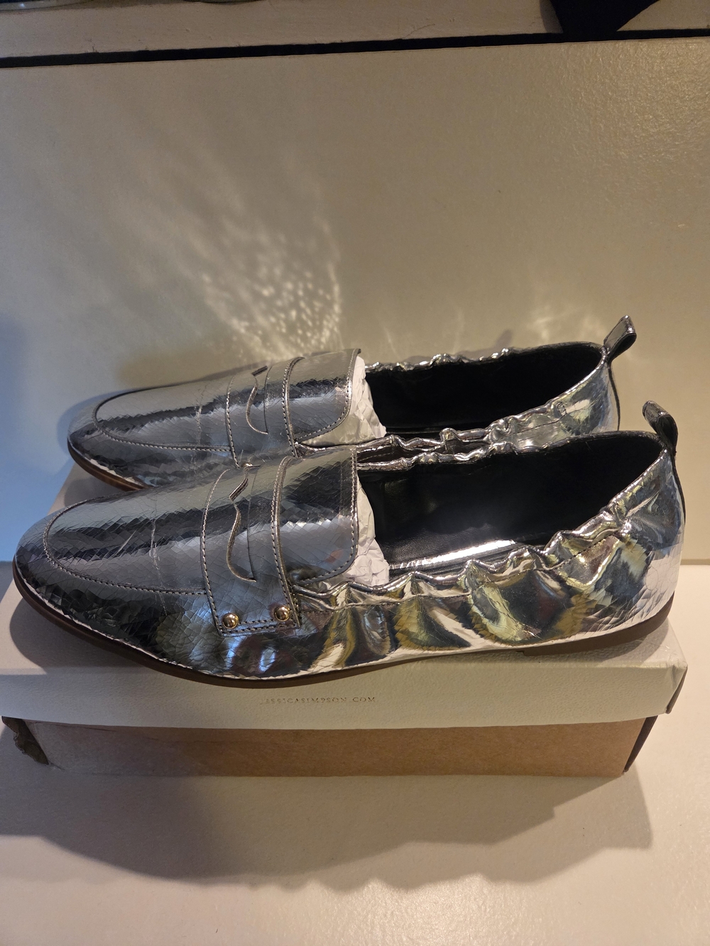 Jessica Simpson Silver Metallic Penny Loafers